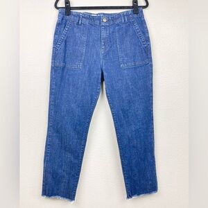 Anthropologie Pilcro Women's 29 Dark Wash Rigid Denim Raw Hem Jeans High Rise